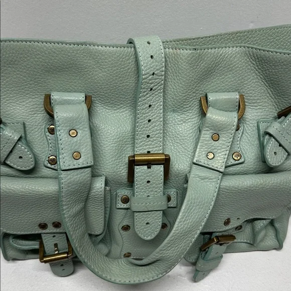 Mulberry Roxanne Satchel Bag Purse Studded Leather Limited Edition Green Gold - Picture 9 of 17